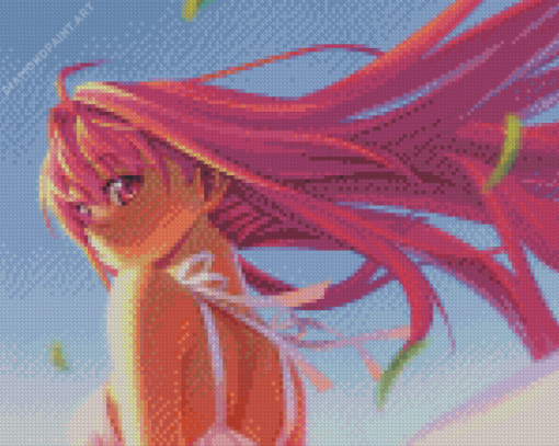 Girl Anime Pink Hair Diamond Painting