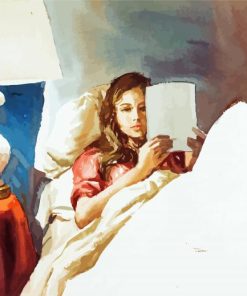 Girl Reading In Bed Diamond Paintings