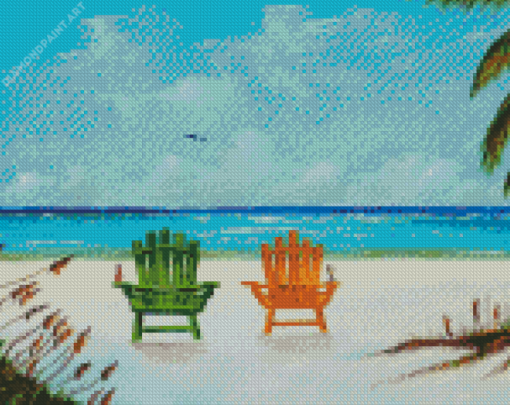 Green And Yelllow Adirondack Chairs Diamond Painting