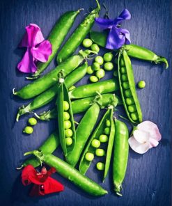 Green Peas In A Pod With Flowers Diamond Painting