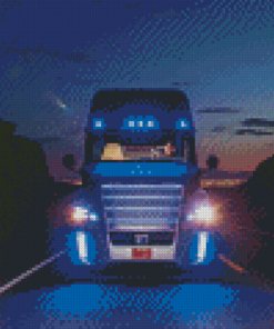 Grey 18 Wheeler On Road Diamond Painting