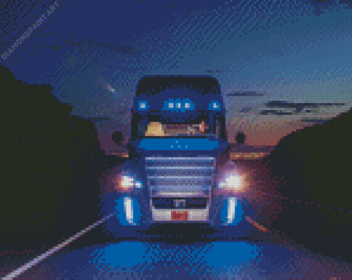 Grey 18 Wheeler On Road Diamond Painting