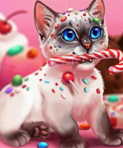 Kitten And Candy Diamond Painting