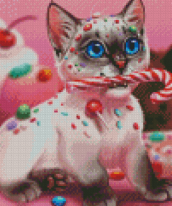 Kitten And Candy Diamond Painting