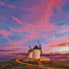 La Mancha Windmills At Sunset Diamond Painting