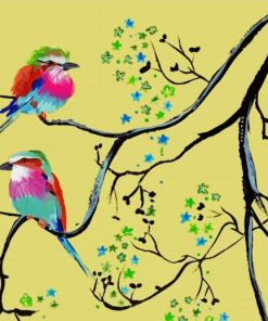 Lilac Breasted Birds On Tree Diamond Painting