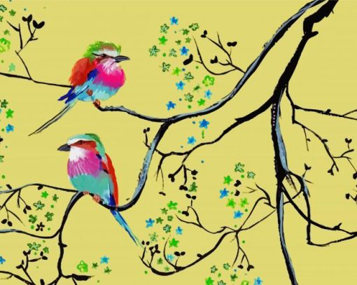 Lilac Breasted Birds On Tree Diamond Painting