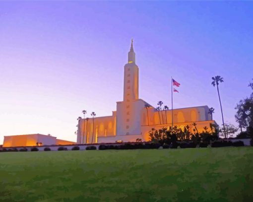 Los Angeles Temple At Night Diamond Painting