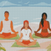 Meditation Beach Illustration Diamond Paintings