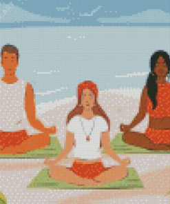 Meditation Beach Illustration Diamond Paintings