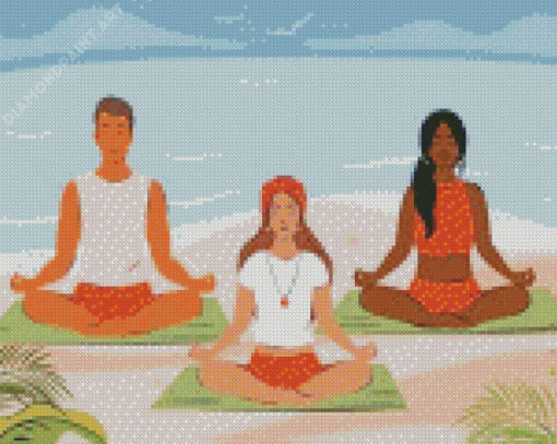 Meditation Beach Illustration Diamond Paintings