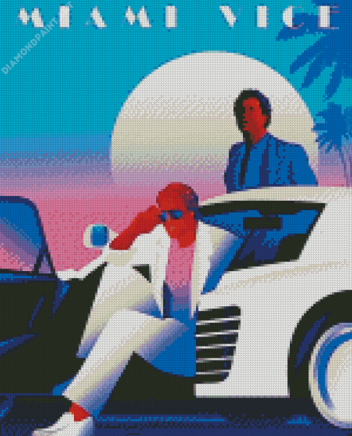 Miami Vice Illustration Poster Diamond Painting