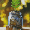 Money Tree In Glass Jar Diamond Paintings