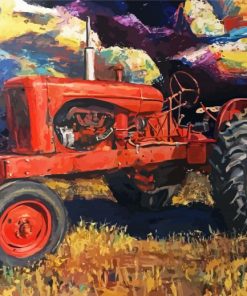 Old Red Tractor Diamond Painting