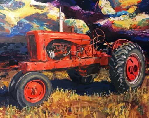 Old Red Tractor Diamond Painting