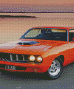 Orange Dodge Barracuda Diamond Painting