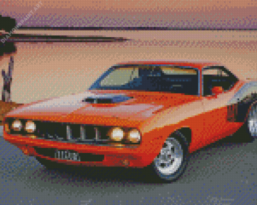 Orange Dodge Barracuda Diamond Painting