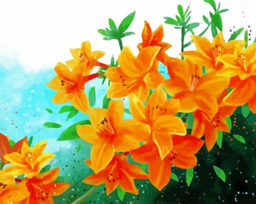 Orange Rododendro Diamond Painting