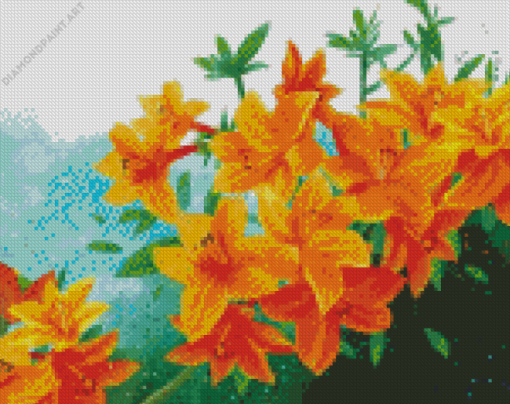 Orange Rododendro Diamond Painting