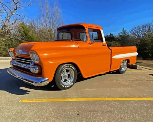 Orange Chevy Apache Diamond Paintings