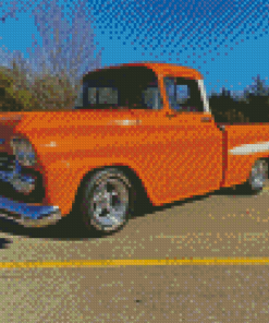 Orange Chevy Apache Diamond Paintings