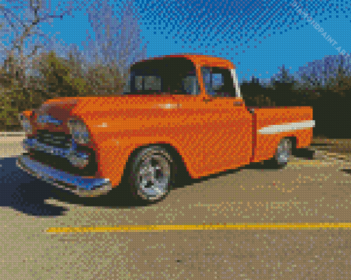 Orange Chevy Apache Diamond Paintings