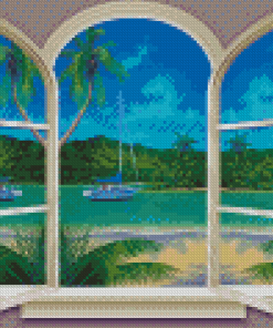 Paradise Window Beach Diamond Paintings