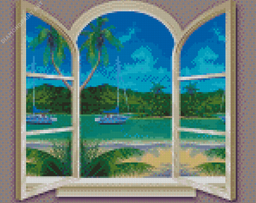 Paradise Window Beach Diamond Paintings