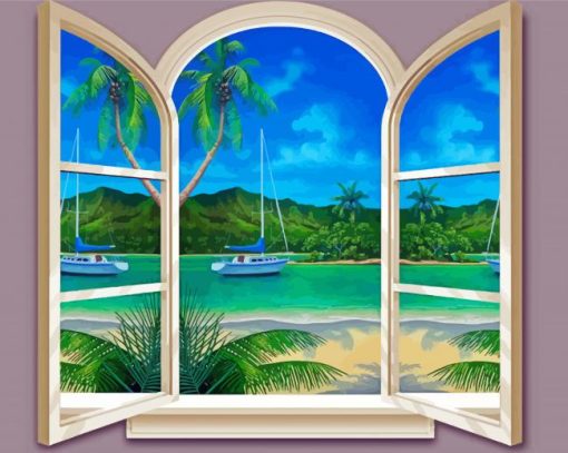 Paradise Window Beach Diamond Paintings