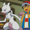 Pokemon Ash And Mewtwo Diamond Painting