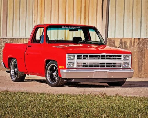 Red C10 Chevy Truck Diamond Paintings