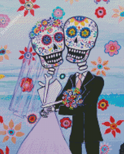 Romantic Sugar Skull Wedding Couple Art Diamond Paintings