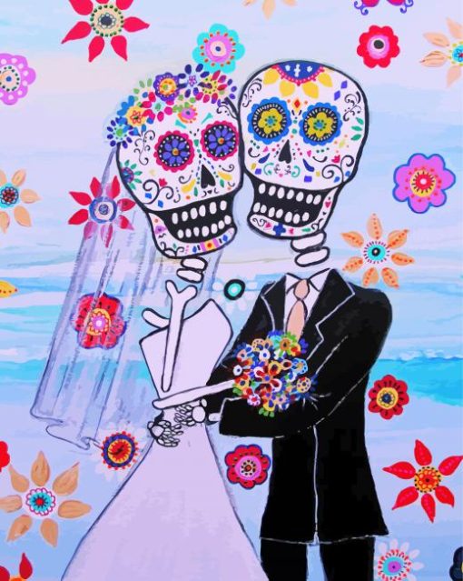 Romantic Sugar Skull Wedding Couple Art Diamond Paintings