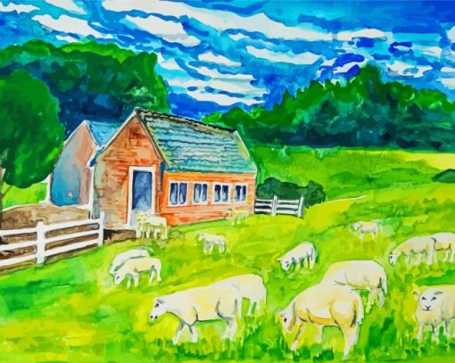 Sheep Farmer Art Diamond Painting