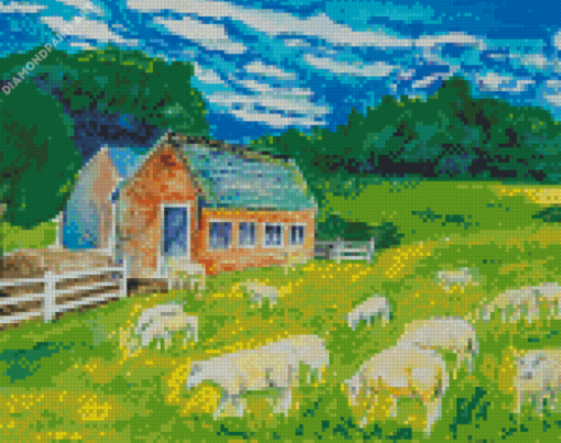 Sheep Farmer Art Diamond Painting