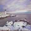 Snowy Portland Lighthouse Diamond Painting