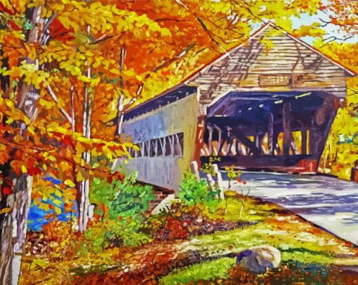 Through The Covered Bridge Diamond Painting