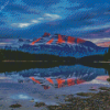 Two Jack Lake Sunset Mountain Diamond Paintings