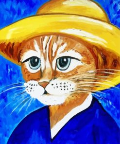 Vincent Van Gogh Cat With Hat Diamond Painting