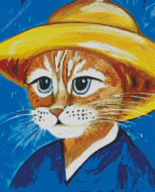 Vincent Van Gogh Cat With Hat Diamond Painting