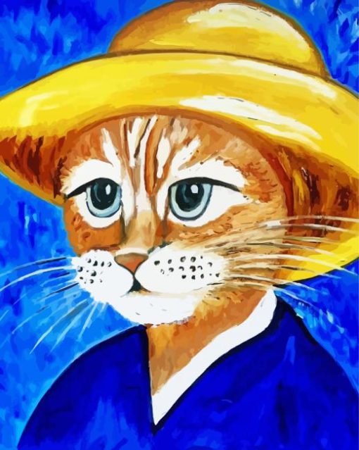 Vincent Van Gogh Cat With Hat Diamond Painting