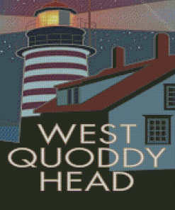 West Quoddy Head Lighthouse Poster Illustration Diamond Painting