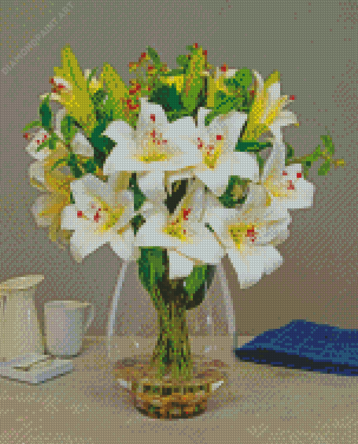 White Lilies In Jug Diamond Painting