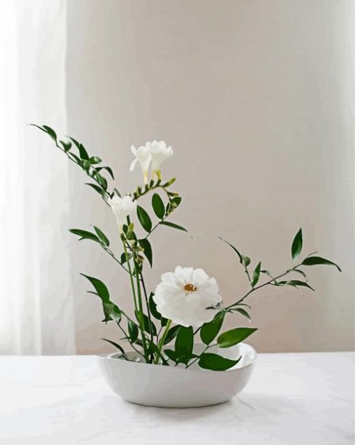 White Ikebana Flower Diamond Painting