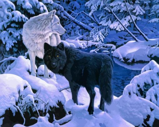 Wolves In The Snow Diamond Painting