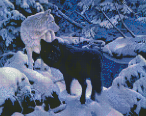 Wolves In The Snow Diamond Painting