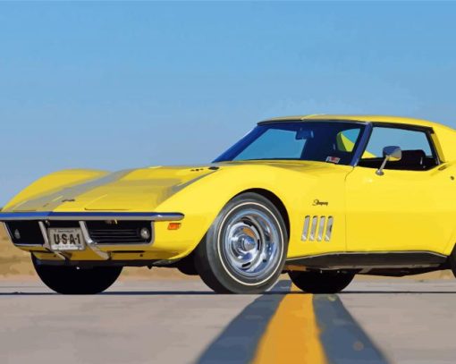 Yellow 69 Corvette Diamond Painting