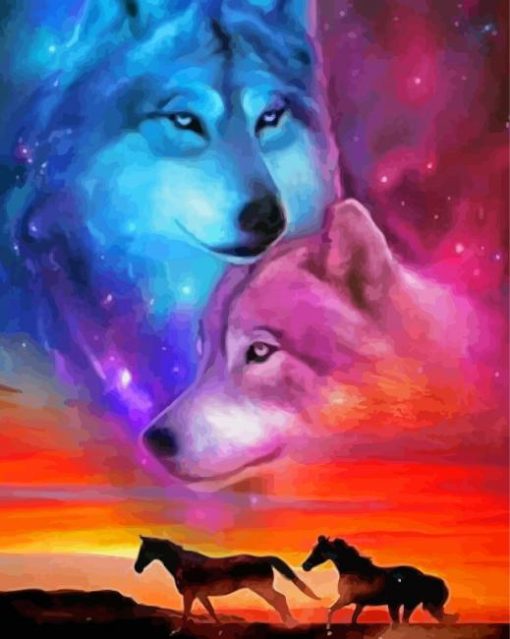 Aesthetic Horse With Wolf Diamond Painting