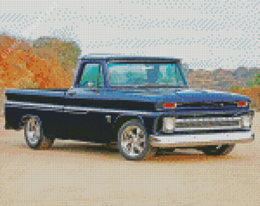 Black 64 Chevy Stepside Truck Diamond Painting