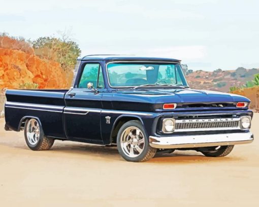 Black 64 Chevy Stepside Truck Diamond Painting